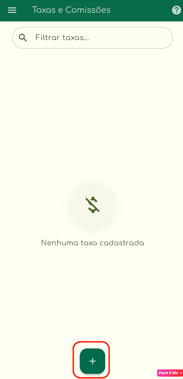 Ilustração do botão para adicionar uma nova taxa