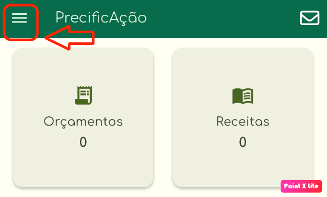 Ilustração do botão menu inicial