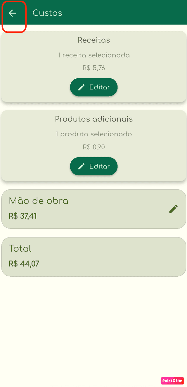 Ilustração do botão menu inicial