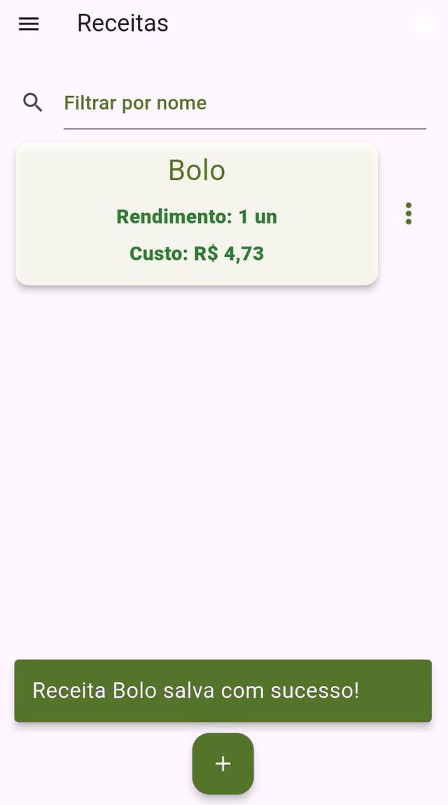 Tela de receitas salvas