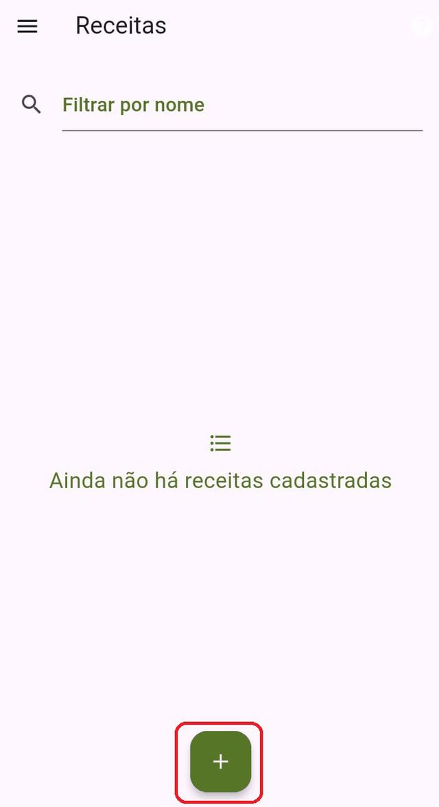 Tela de lista de receitas