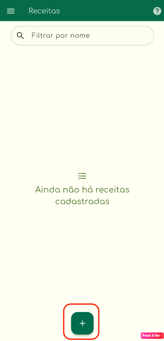 Tela de lista de receitas